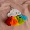 Handmade crochet white cloud keyring fluffy soft charm made by artisan crafters Australia