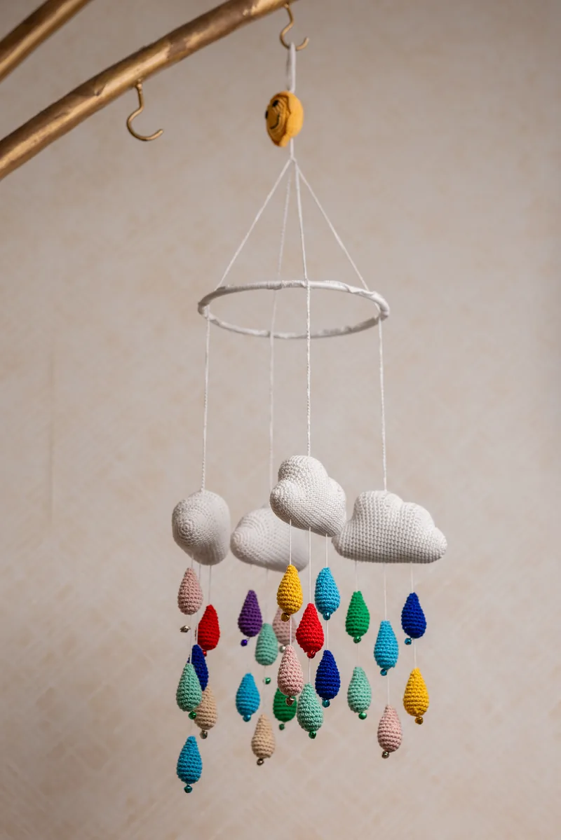Cloud and Raindrops Cot Hanging