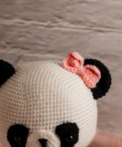 Handmade Amigurumi Panda Bear with Pink Bow (10)