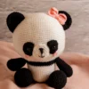 Handmade Amigurumi Panda Bear with Pink Bow (12)