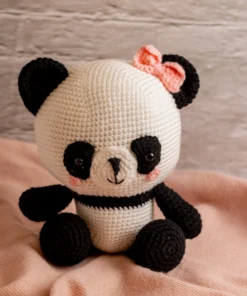 Handmade Amigurumi Panda Bear with Pink Bow (12)
