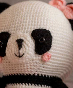Handmade Amigurumi Panda Bear with Pink Bow (3)