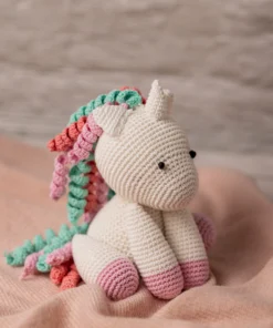 Handmade Amigurumi Unicorn with Rainbow Mane (3)