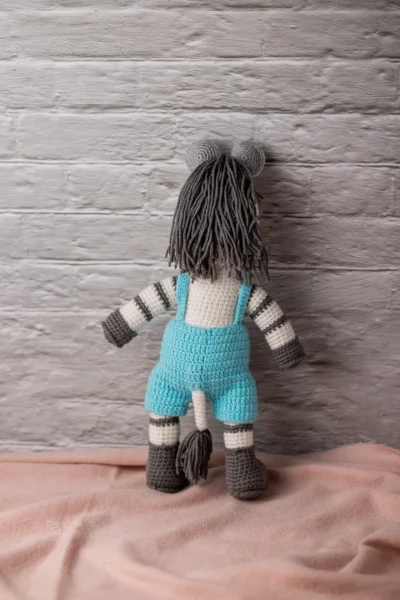 Handmade crochet amigurumi zebra toy with black and white stripe pattern made by artisan crafters soft toy gift Australia