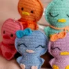 Orange crochet duckling keychain showing full duck shape handmade ethical bag charm Australia