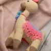 Handmade crochet amigurumi llama toy with chunky fluffy texture friendly face and soft yarn body ethical kids gift Australia