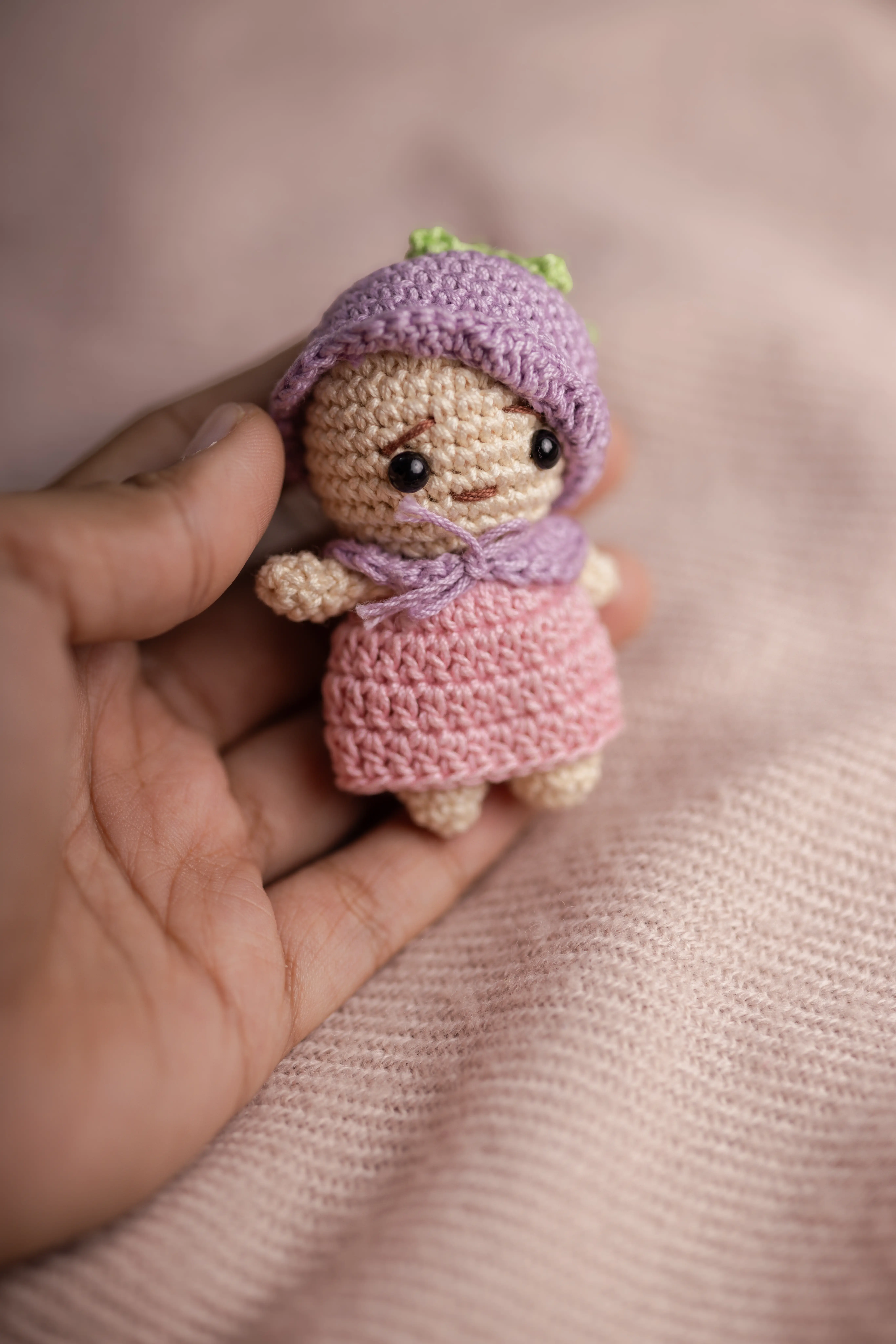 Mini Pink Purple Doll Keychain (1)
