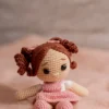 Handmade crochet miniature amigurumi doll small soft toy with detailed yarn features made by artisan crafters gift Australia