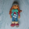Handmade crochet Molly doll with long styleable yarn hair soft cotton body and gentle stitched face made by artisan women in India gift Australia