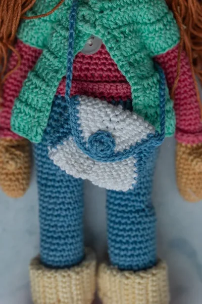 Handmade crochet Molly doll with long styleable yarn hair soft cotton body and gentle stitched face made by artisan women in India gift Australia