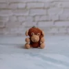 Brown crochet monkey keychain showing full monkey figure handmade ethical gift for animal lovers Australia