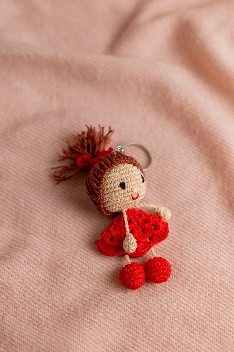 Little red dress crochet charm keychain handmade Melbourne