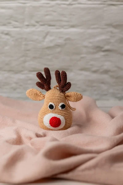 Crochet Rudolph Reindeer Keychain , bag charm, ornament