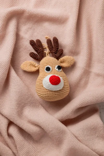 Crochet Rudolph Reindeer Keychain , bag charm, ornament