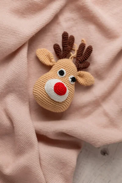 Crochet Rudolph Reindeer Keychain , bag charm, ornament
