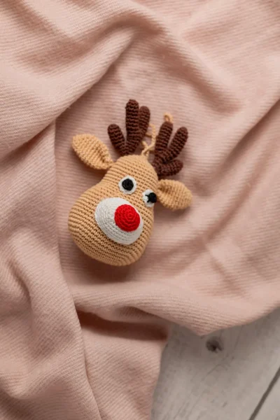 Crochet Rudolph Reindeer Keychain , bag charm, ornament