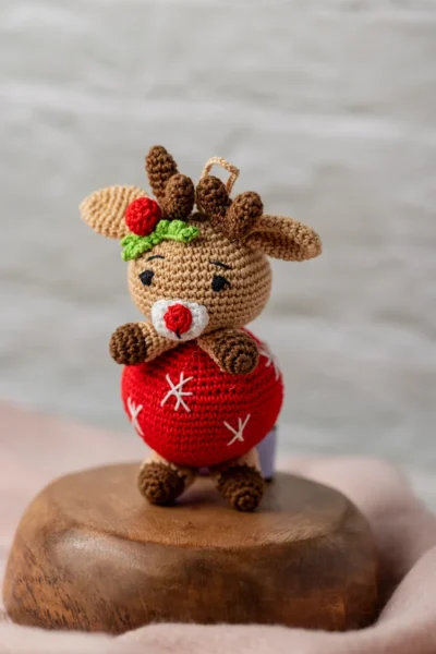 Crochet Rudy Reindeer Keychain , bag charm, ornament
