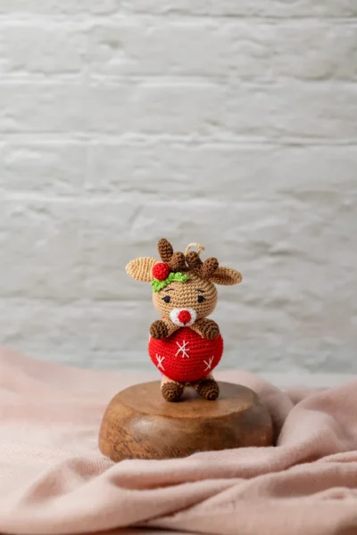 Crochet Rudy Reindeer Keychain , bag charm, ornament