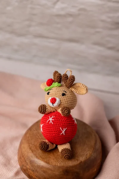 Crochet Rudy Reindeer Keychain , bag charm, ornament