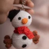 Crochet Snowman Keychain , bag charm, ornament