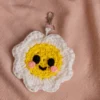 Handmade crochet white flower keyring with soft petals made by artisan crafters Australia