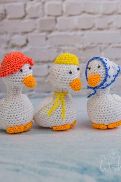 Handmade crochet duck family set with large mother duck and soft ducklings made from high quality yarn ethical gift Australia