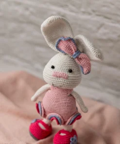 Handmade Amigurumi Bunny Rabbit in Pink Dress (1)