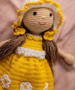 Handmade Amigurumi Doll in Yellow Floral Dress (1)