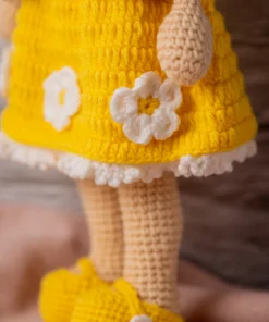 Handmade Amigurumi Doll in Yellow Floral Dress (12)