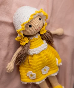 Handmade Amigurumi Doll in Yellow Floral Dress (20)
