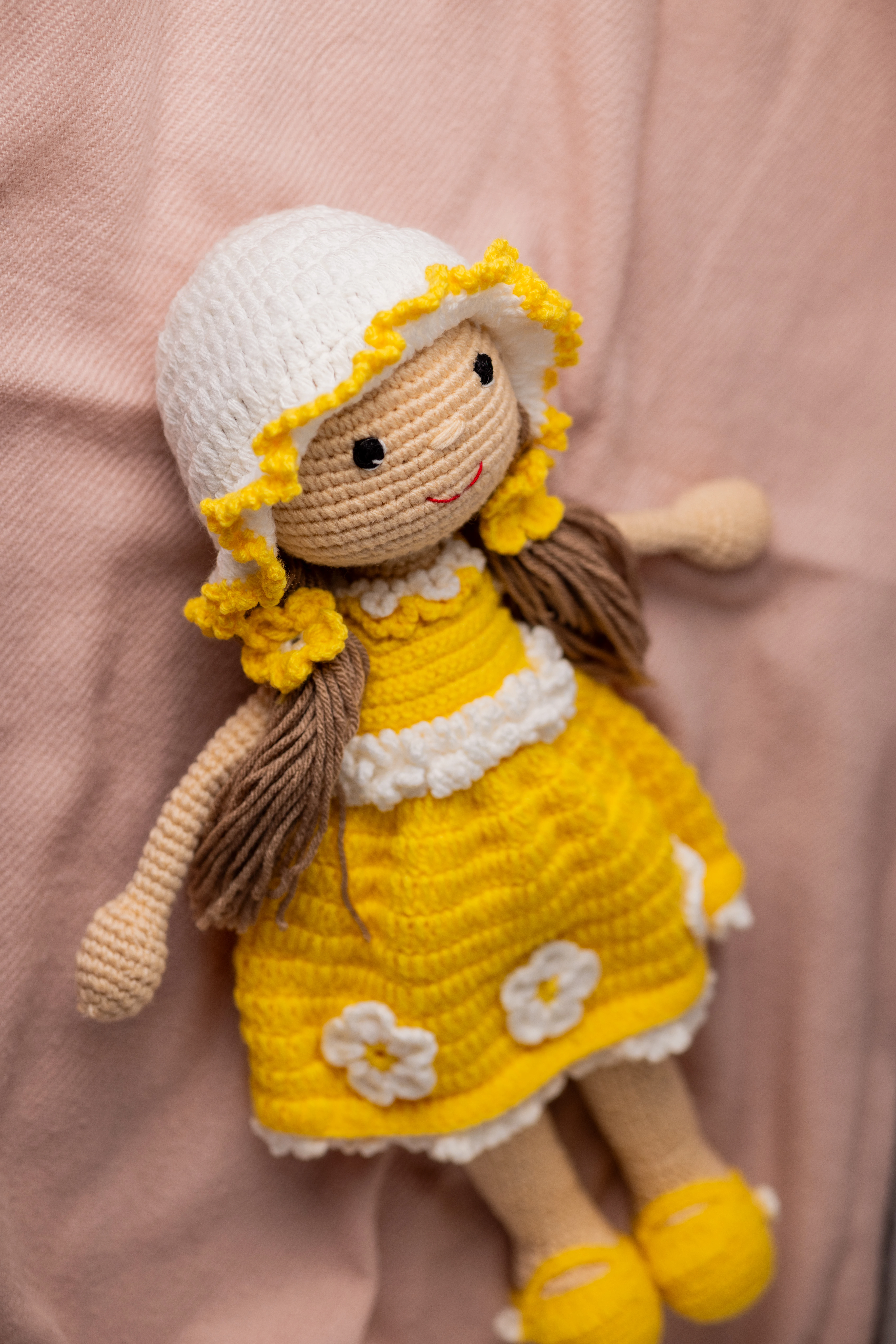 Handmade Amigurumi Doll in Yellow Floral Dress (20)