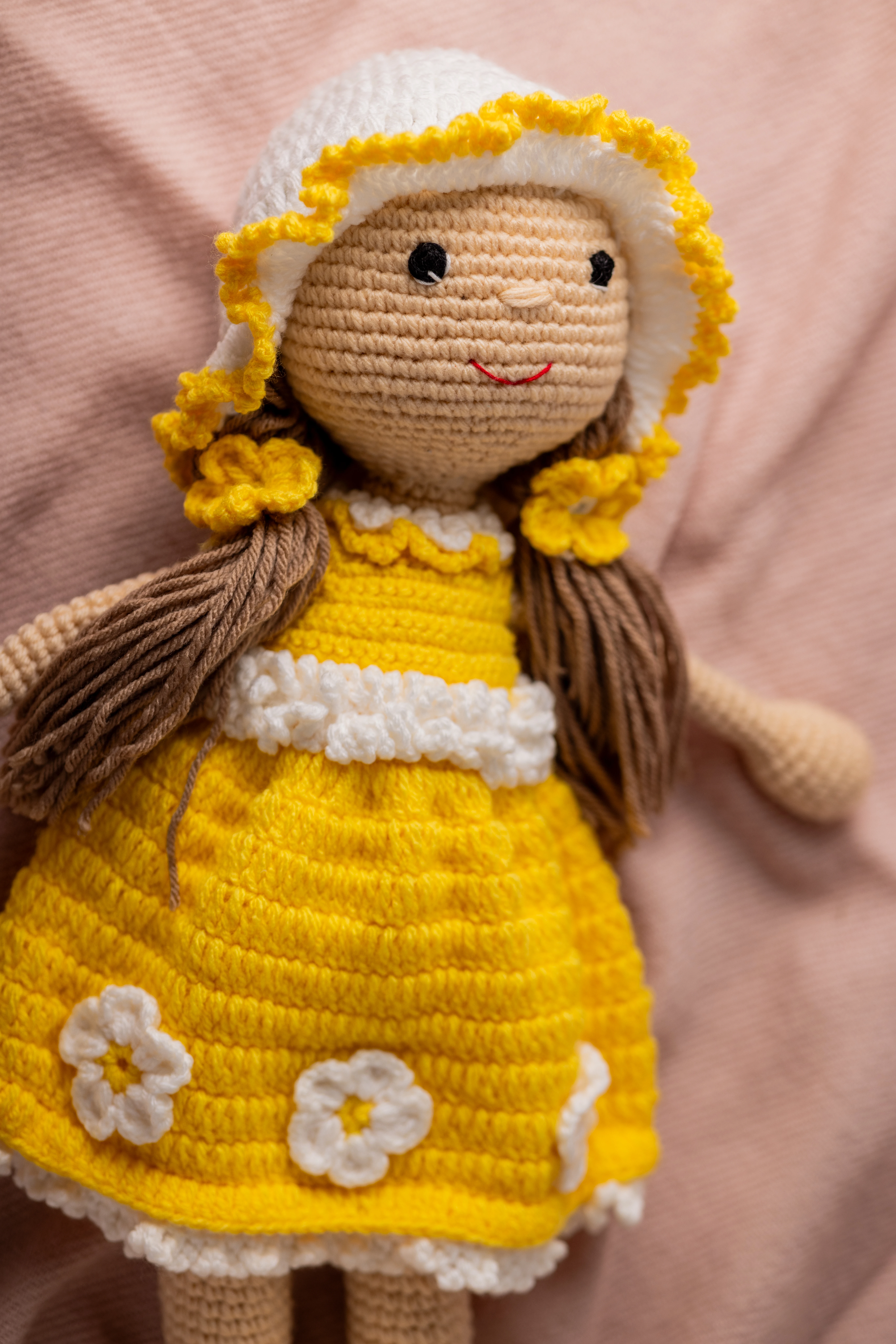 Handmade Amigurumi Doll in Yellow Floral Dress (22)