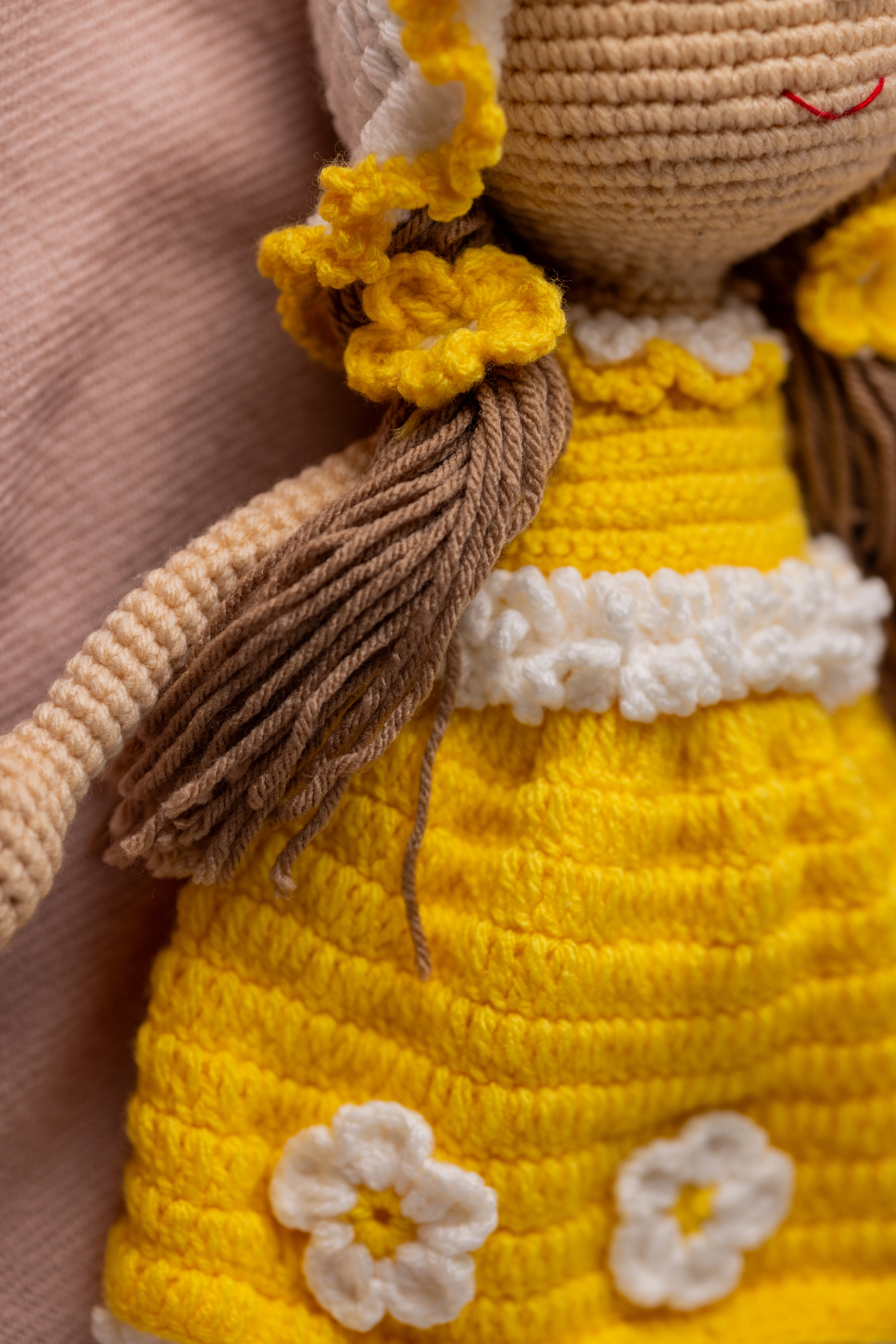 Handmade Amigurumi Doll in Yellow Floral Dress (23)