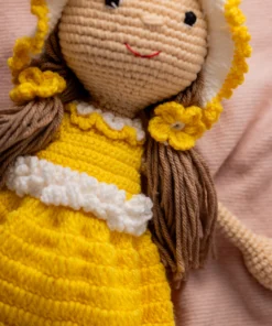 Handmade Amigurumi Doll in Yellow Floral Dress (24)