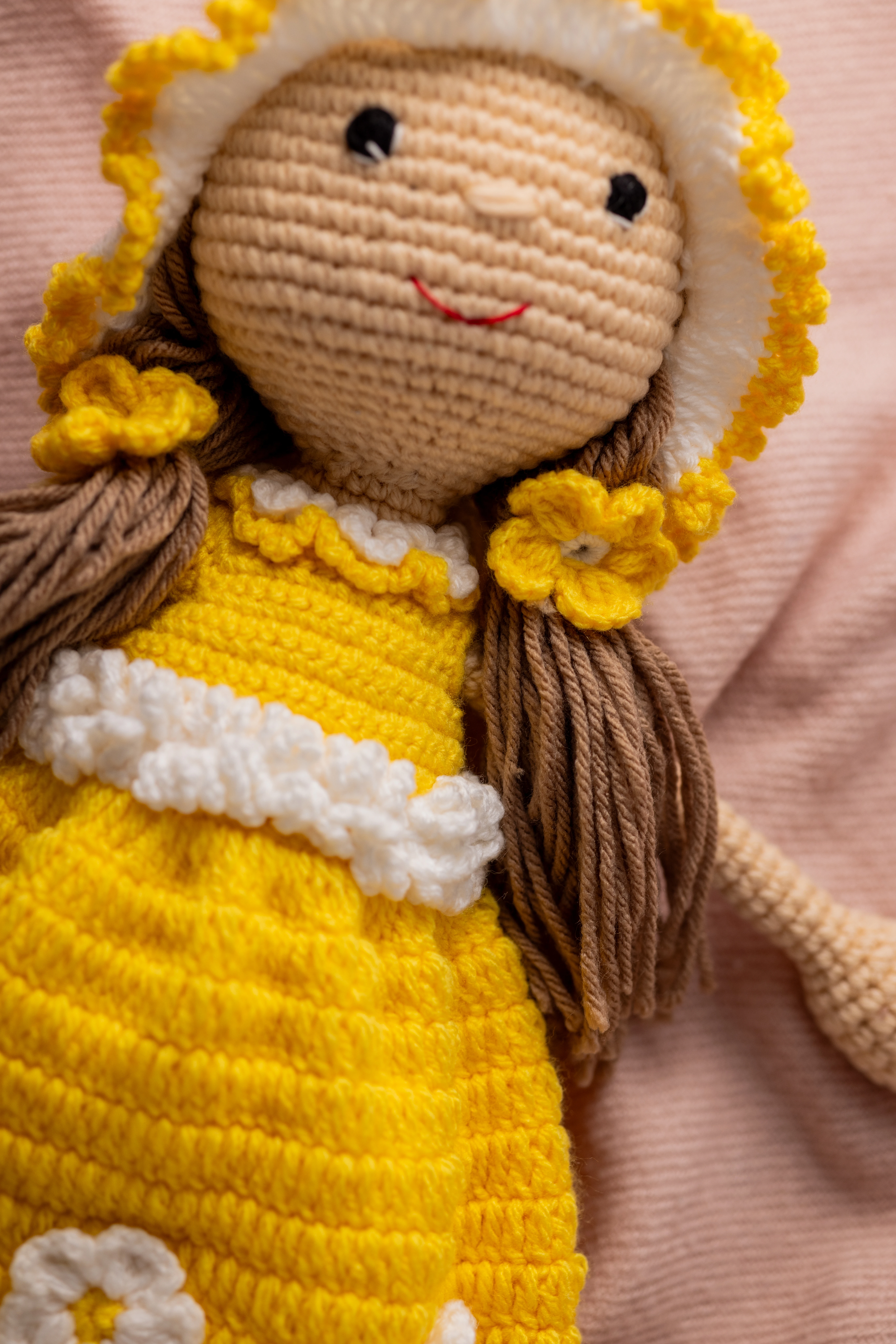 Handmade Amigurumi Doll in Yellow Floral Dress (24)