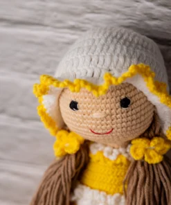 Handmade Amigurumi Doll in Yellow Floral Dress (5)