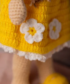 Handmade Amigurumi Doll in Yellow Floral Dress (8)