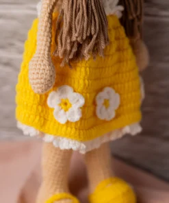 Handmade Amigurumi Doll in Yellow Floral Dress (9)